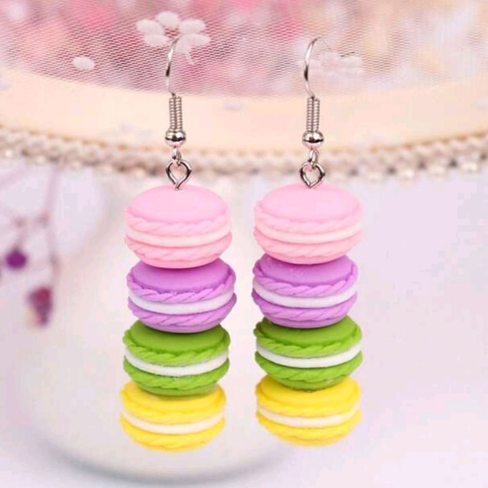 SWEET MACAROON COOKIE fun cute whimsical kawaii novelty earrings